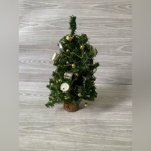 Vintage Artisan Fully Decorated Miniature Drums  Christmas Tree on Wood Stand